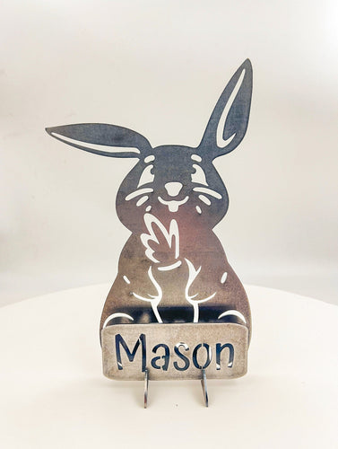 SteelFreak Raw Steel Easter Bunny With Customizable Sign - various sizes