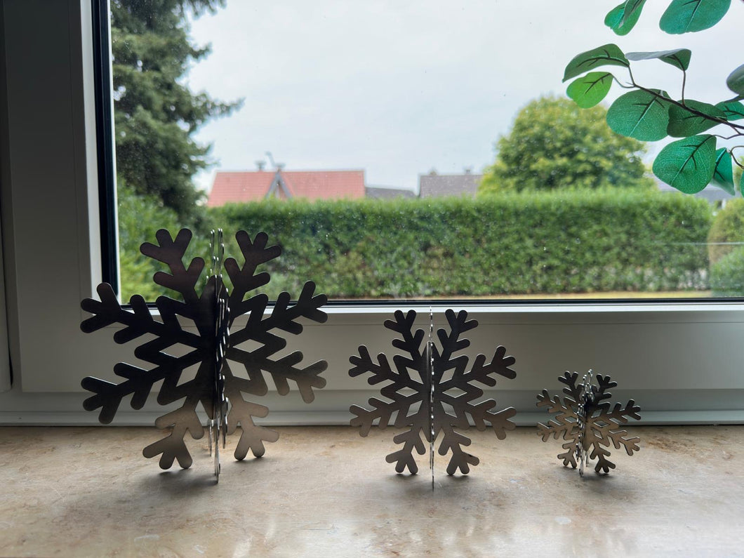 SteelFreak 3D Metal Snowflake Set of Three - 5, 7.5, and 10 Inch