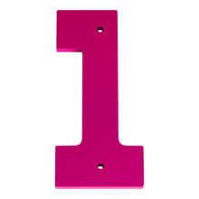 1/4 Inch Thick Laser Cut Steel Letters and Numbers - Trilby Black Font, Pink, 6 Inch