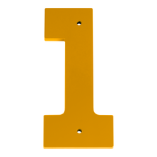 1/4 Inch Thick Laser Cut Steel Letters and Numbers - Trilby Black Font, Yellow, 6 Inch