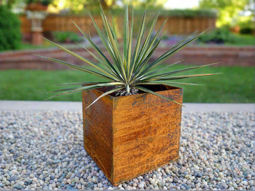 Super Duty Raw Steel Planter, Cube, Many Sizes - Made in USA