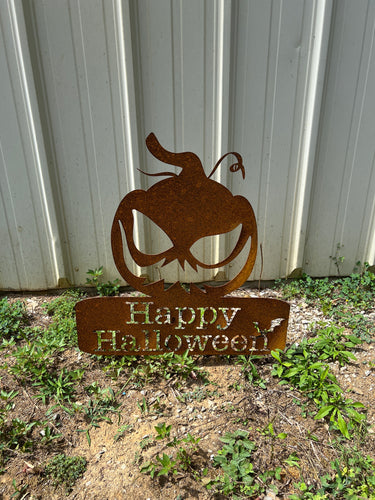 Evil Pumpkin- Halloween Metal Yard Stake