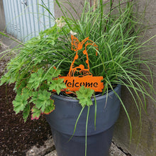 Gnome with Butterfly & Welcome Sign Metal Yard Stake Art